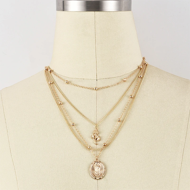 Ожерелье женское 4 шт./компл. в стиле ретро | Украшения и аксессуары