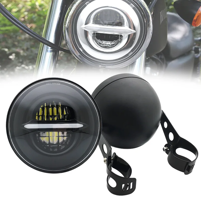 Универсальный черный 2 5 дюймовый мотоциклетный металлический проектор DRL