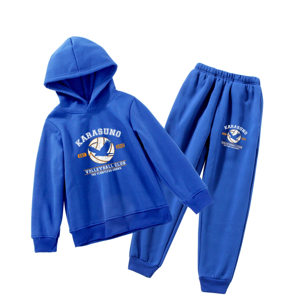

Karasuno Kids Hoodie Volleyball Club Haikyuu Sportsuit Hoodies Sweatshirt Boys and Girls Velvet Fashion Sport Pants