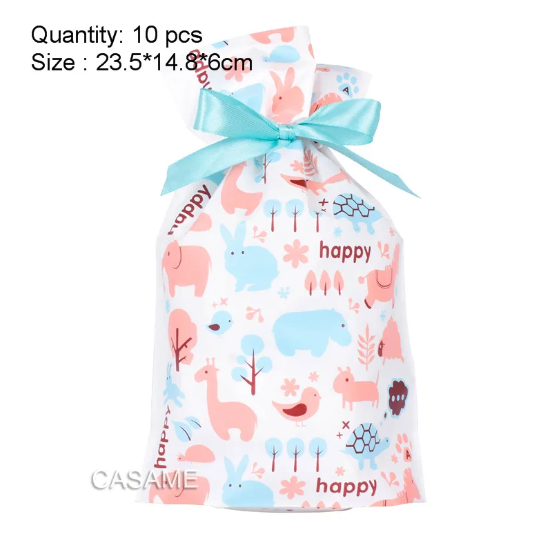 10 шт./лот милая розовая Милая Белая пластиковая сумка на шнурке конфетная для дня