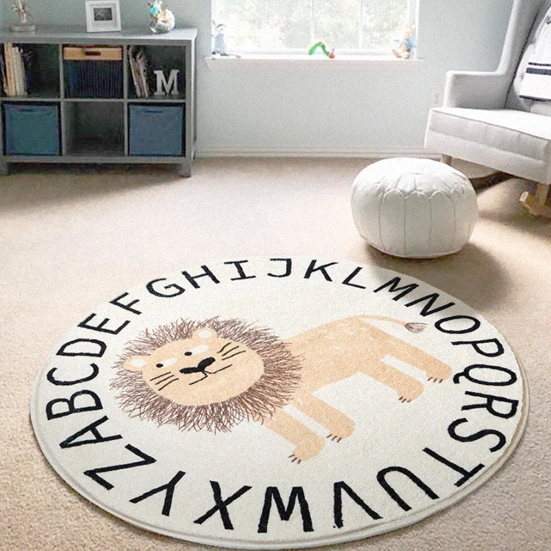 

120cm Nordic New Cartoons Mat for Children Baby Play Mat Round Carpet Lion Play Mat Newborn Photography Props Living Room Carpet