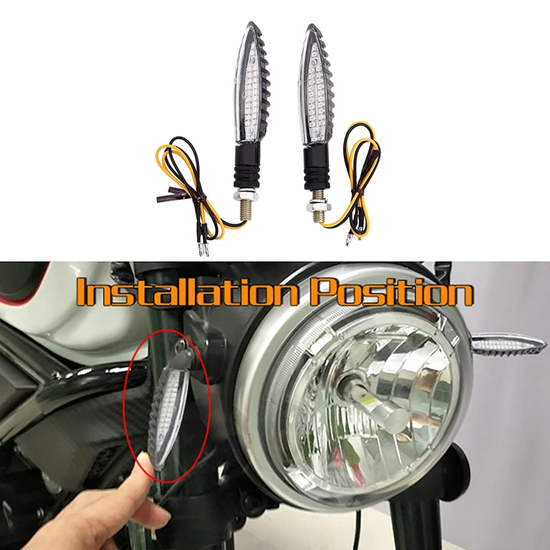 

Motorcycle Turn Signal LED Light E24 Flowing Water Blinker Flashing Indicator Bendable Tail Stop Signal for Yamaha/Honda