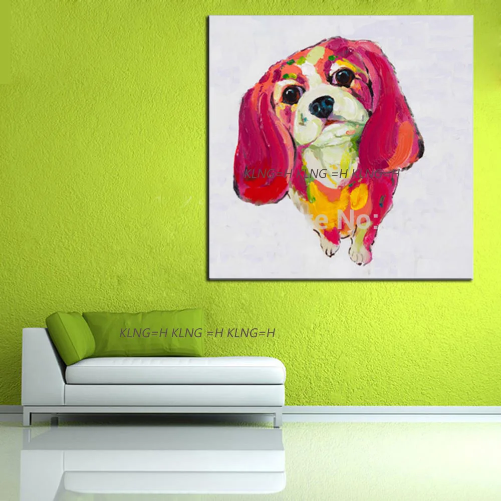 Producto divertido pinturas de animales perro precioso lienzo pintura al óleo decoración pintada a mano arte para sala | Дом и сад