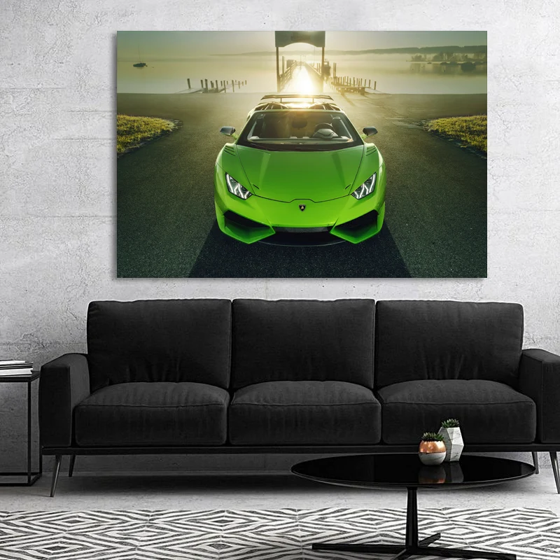 

Зеленый Спортивный шрам хуракан спортивный автомобиль суперкар автомобиль обои настенное искусство холст картины плакаты и принты для дек...