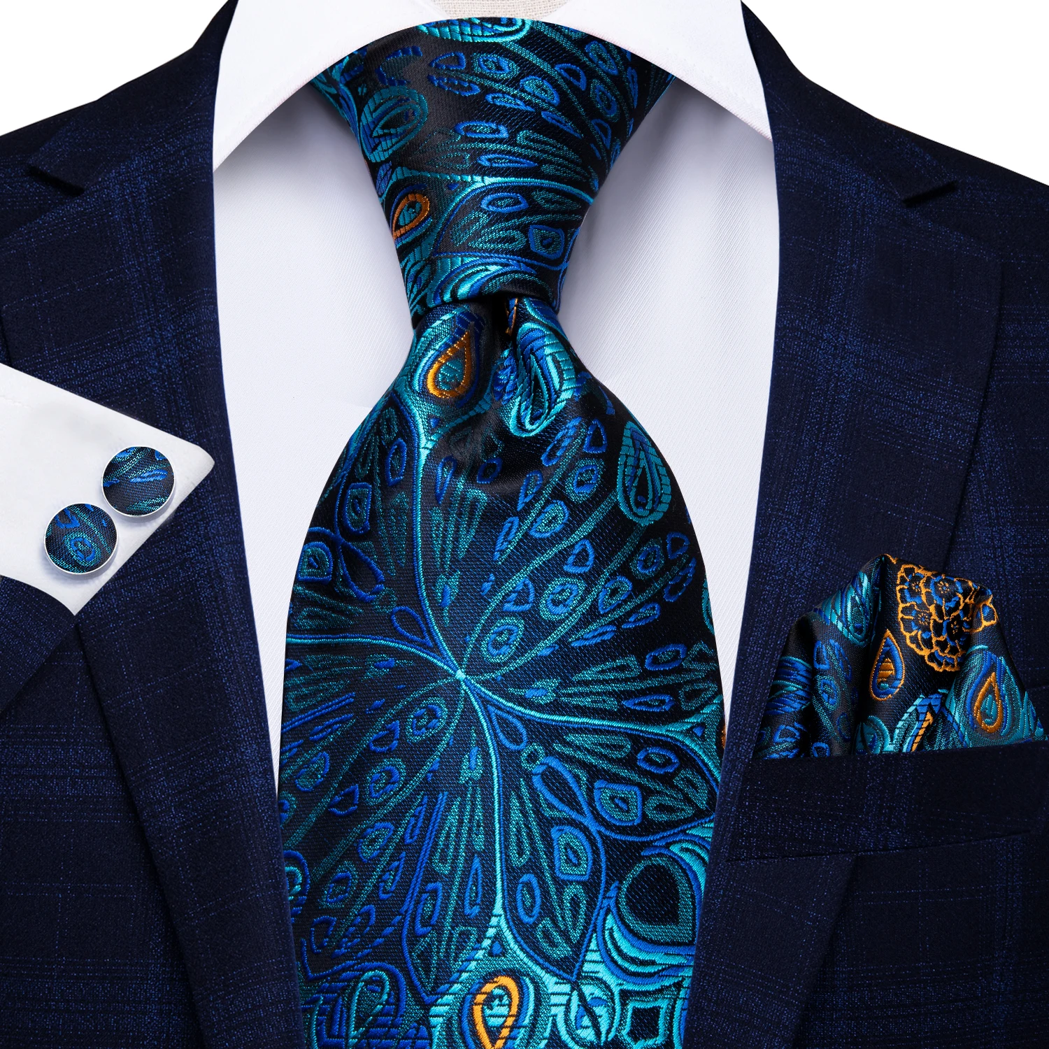 Фото Hi-Tie Роскошные Цветочные Пейсли галстуки для мужчин мужские Desigenr красный зеленый снег Галстуки для рождества взрослый шелковый галстук Hanky ... №2