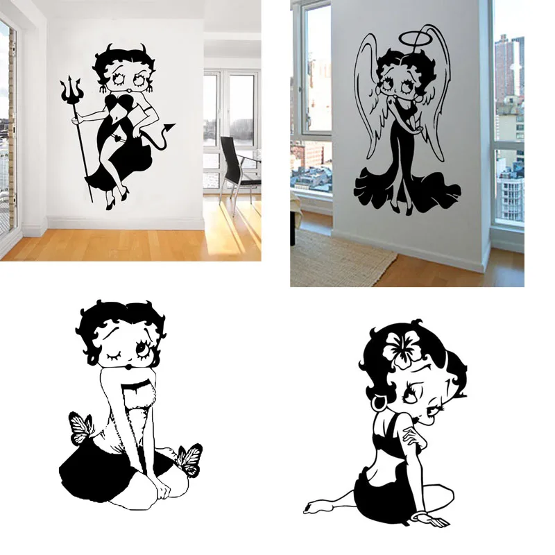 17 видов Конструкций Бетти Буп Наклейка на стену Крылья ангела дьявола цыпленок
