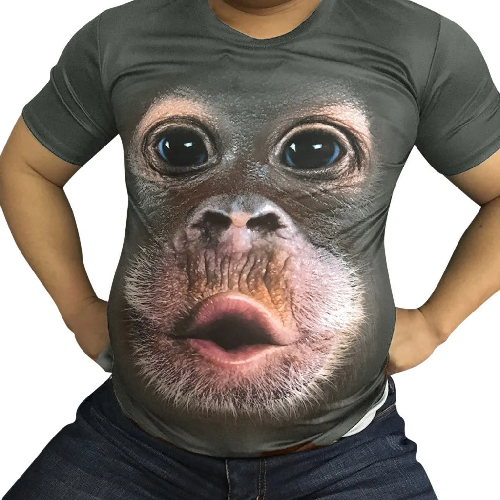 

Summer men's T-shirt funny animal weird orangutan 3D printing short-sleeved shirt high-quality plus size top men's clothing