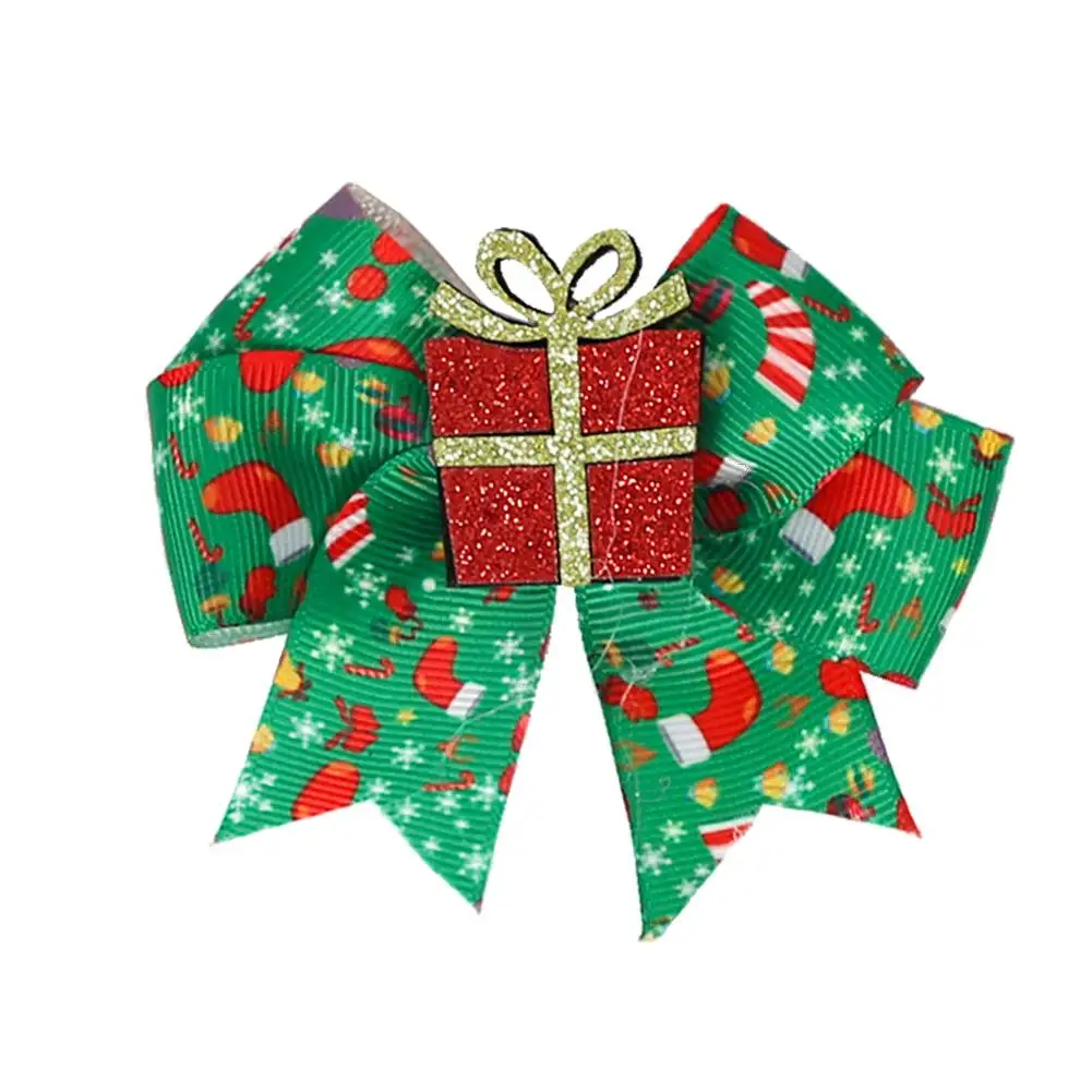 Pinzas para el pelo con lazos navide&ntilde;os para ni&ntilde;a, horquilla de colores rojo Santa, alce brillante, regalos para Festival de ni&ntilde;os-3