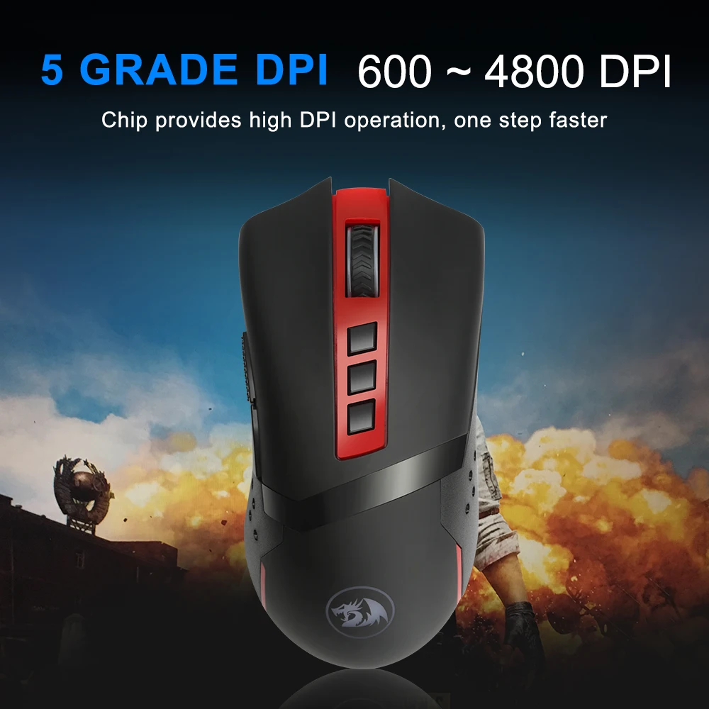 Redragon Blade M692 USB Беспроводная игровая мышь 4800 точек/дюйм 9 Кнопок Программируемый