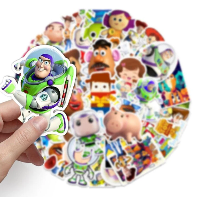 Etiqueta engomada de Toy Story de Disney, equipaje est&eacute;tico, piano, guitarra, sin repetidas, dibujos animados, 53 Uds.-2