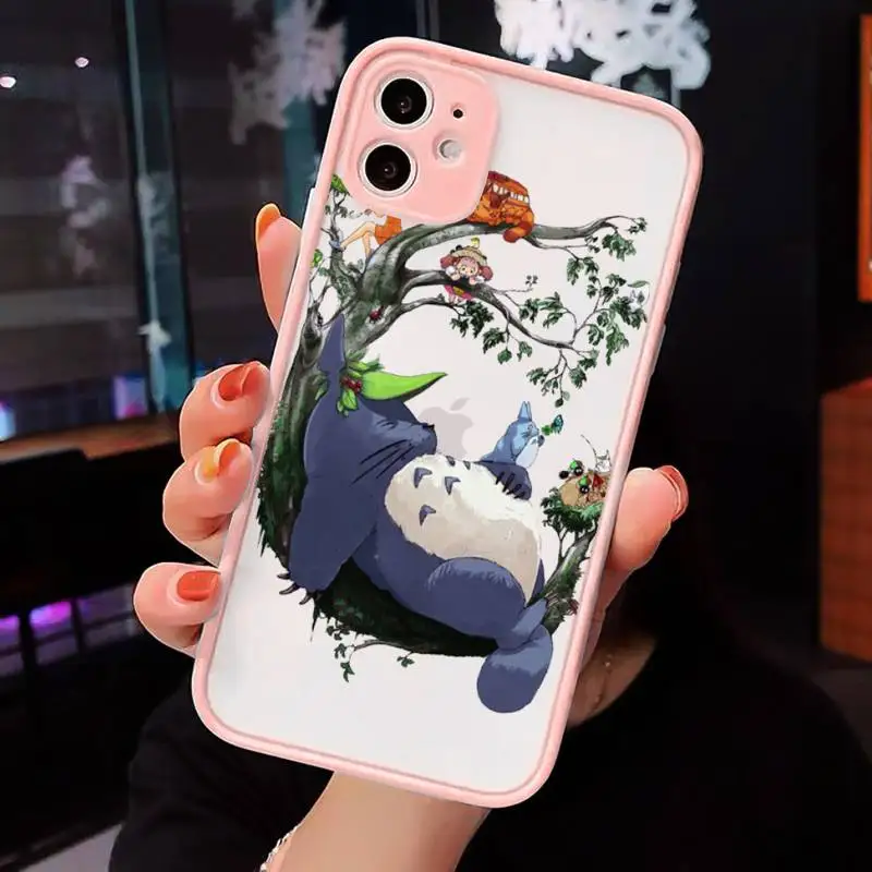 

Cartoon Ghibli Miyazaki Totoro Phone Cases matte transparent For iphone 7 8 11 12 plus mini x xs xr pro max luxury brand cover