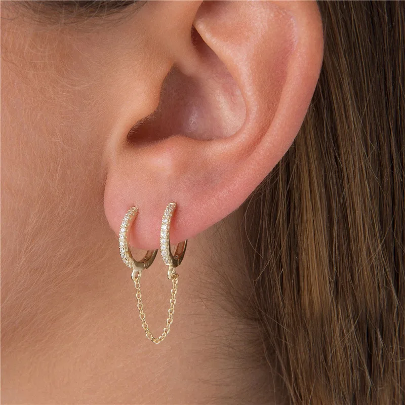 

Hip Hop Female Small Zircon Stone Earrings 925 Sterling Silver Gold Clip Earrings For Women Vintage Round Wedding Earrings