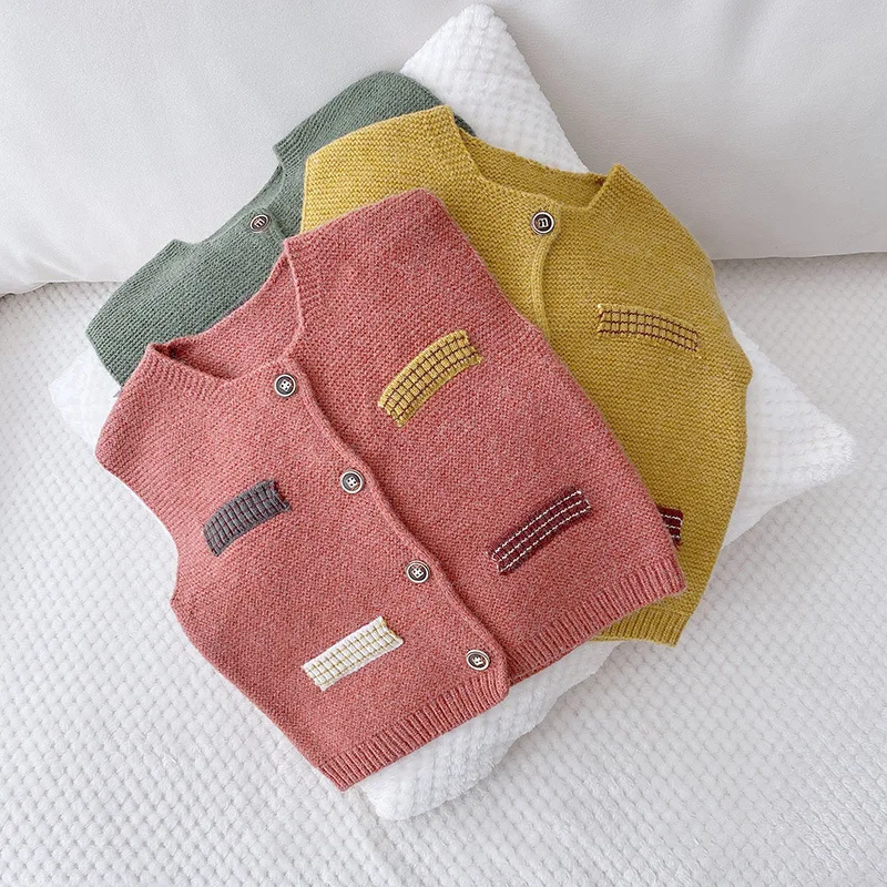 

Весенний жилет для девочек, модный вязаный кардиган в стиле ретро, жилет, детский жилет, свитер для малышей