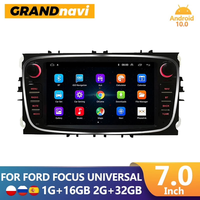 GRANDnavi For Ford Focus S-MAX Mondeo C-MAX Galaxy Android GPS Car Radio Multimedia Video Player 2din 2 Din Navigation Wifi DSP