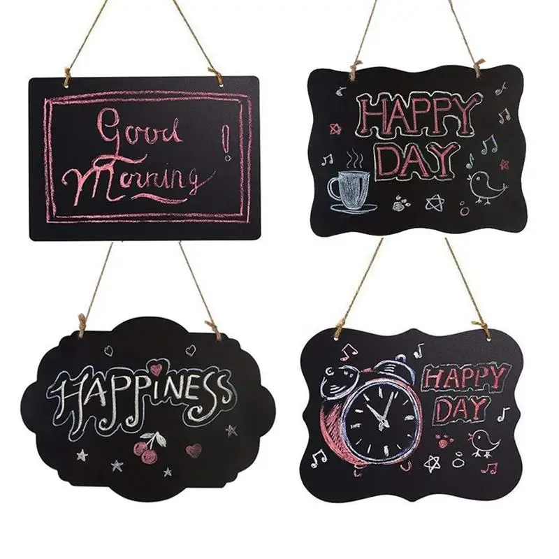 

4PCS Chalkboard Sign Simple Double-sided Hanging Sign Message Chalkboard