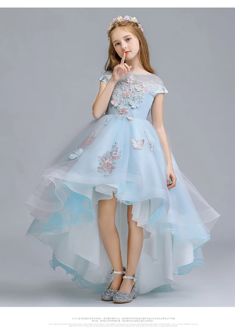 Светильник с синим цветком кружевное платье для девочек на свадьбу праздничное