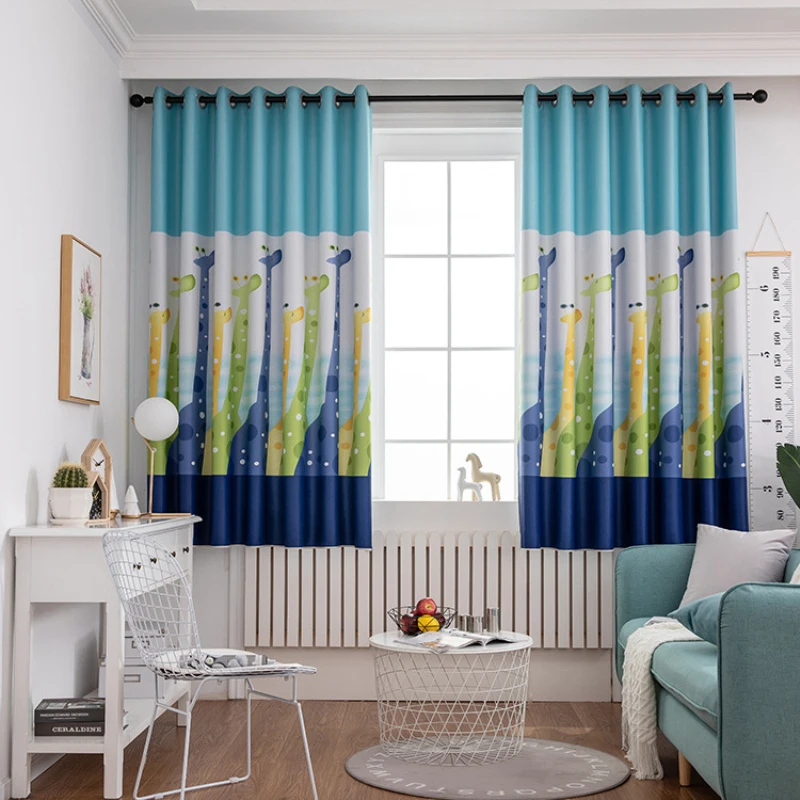 Детская Штора для мальчиков с рисунком милого голубого лебедя жирафа