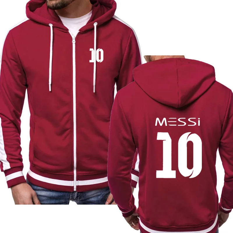 Толстовки мужские Messi 10 Весна Осень Толстовка уличная флисовая куртка на молнии с