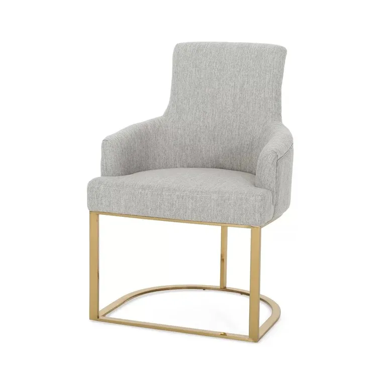 

Classic Style Metal Gold Legs Armchair Upholstered Dining Chair