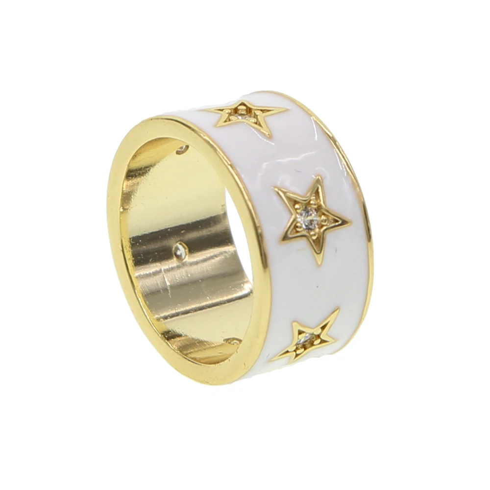 Женское Обручальное кольцо с эмалью Золотое фианитом вечерние кольца фианитами