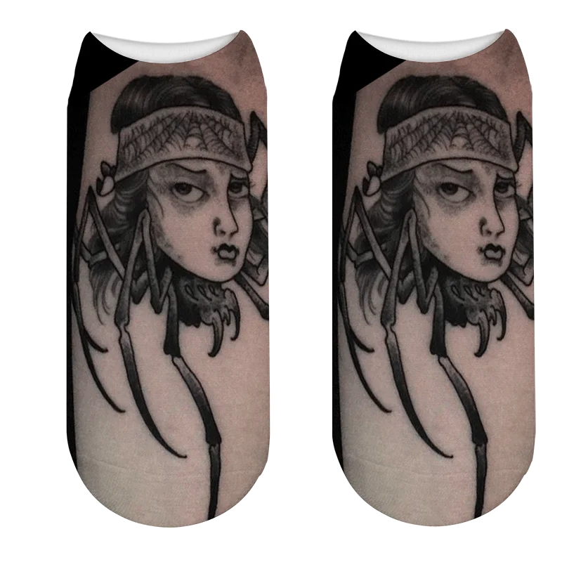 Новинка мужские короткие носки до щиколотки с 3d рисунком татуировки счастливый