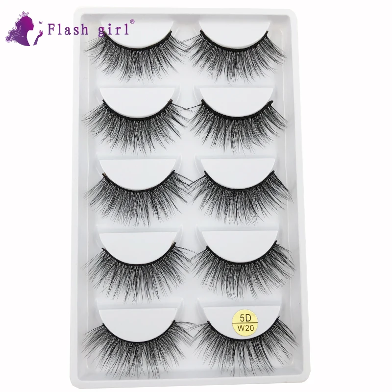 

Flash Girl 5 Pairs Eyelashes 5D-W20 Mink Eyelashes False Eyelashes Thick Natural Lashes Professional Makeup Eyelash Extension