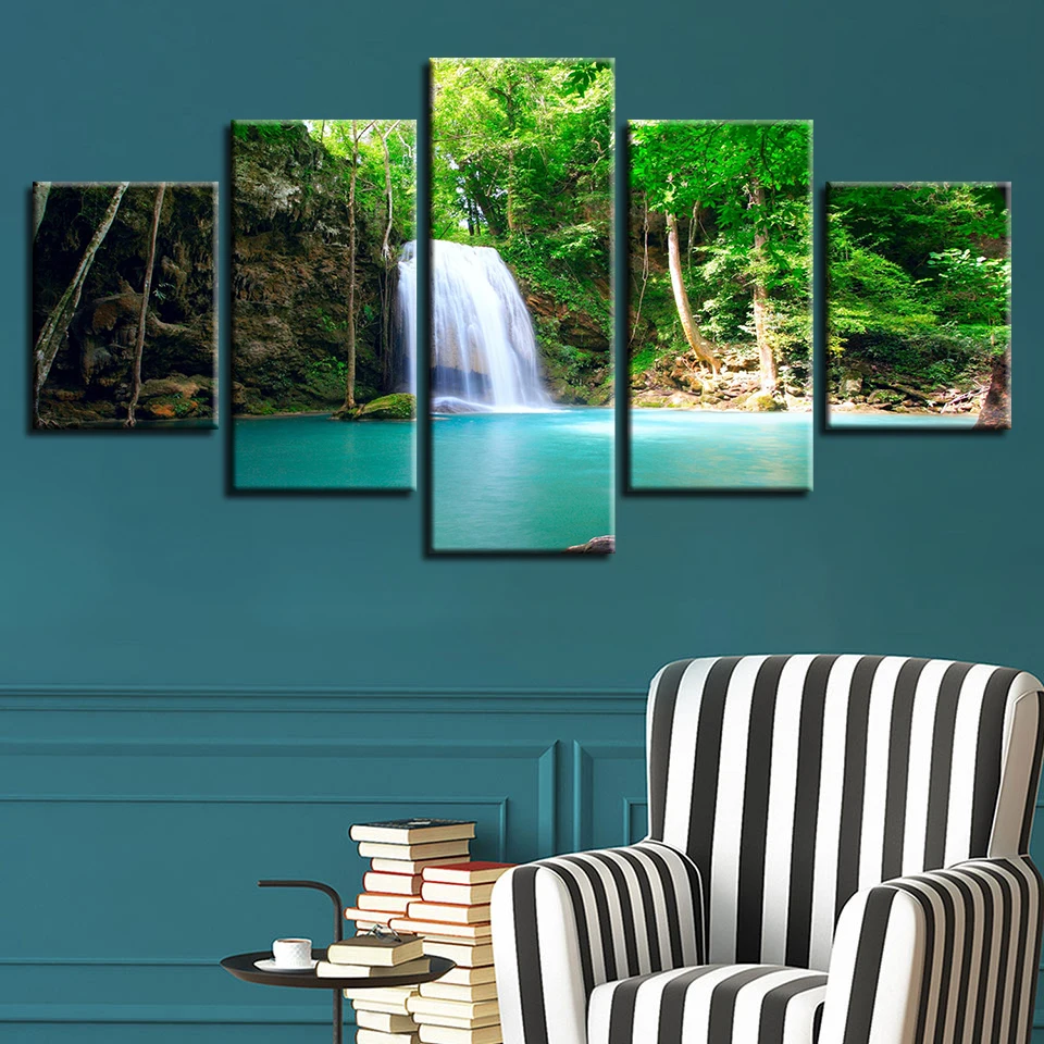 Пейзаж небо облако звезда Гора река воздушный шар 5 шт. настенные картины для