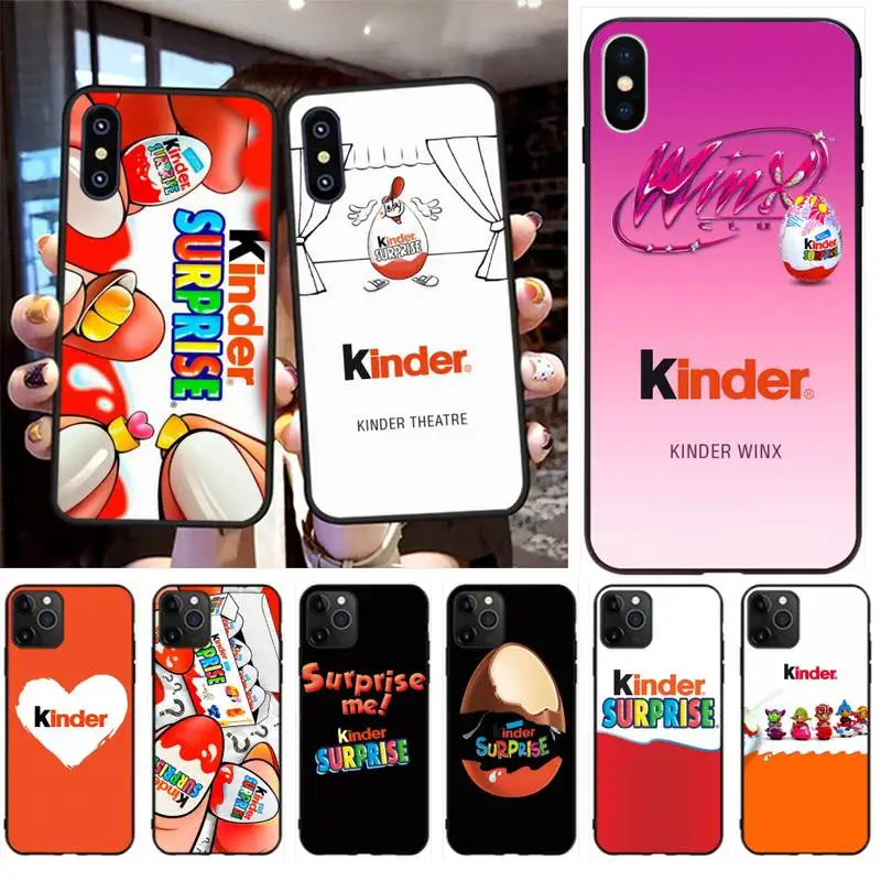 PENGHUWAN Cute Kinder Joy surprise egg Black TPU Soft Rubber Phone Cover for iPhone 11 pro XS MAX 8 7 6 6S Plus X 5S SE XR case | Мобильные