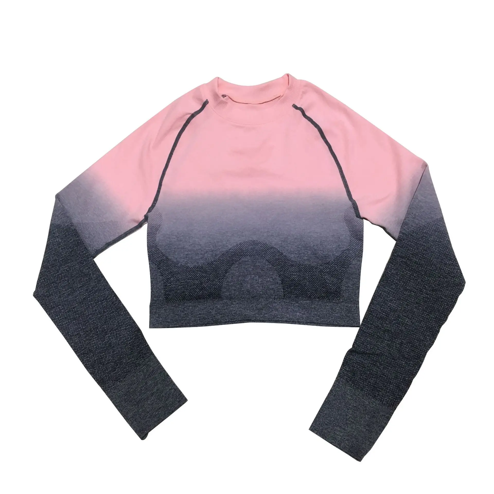 Омбре с длинным рукавом фитнес укороченный топ для йоги энергетический