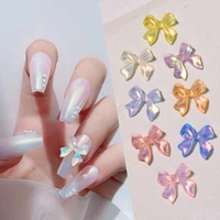 10pcs aurora butterfly nails art accessories resin ballet ribbon ab 3d fashion elegant japanese ornament diy charms decorations