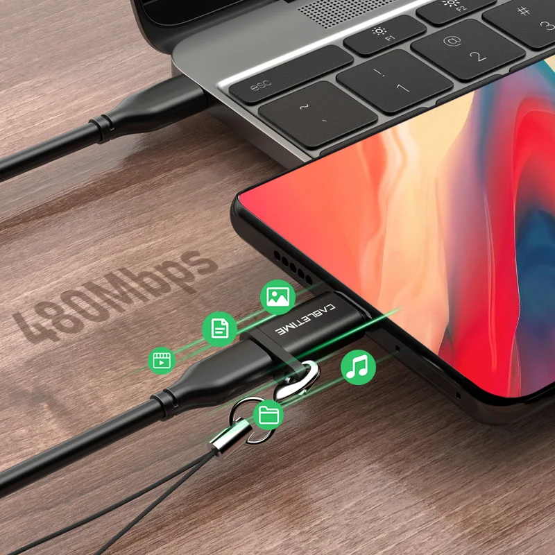 Переходник CABLETIME Micro B USB Type C M переходник type OTG адаптер для зарядки и синхронизации