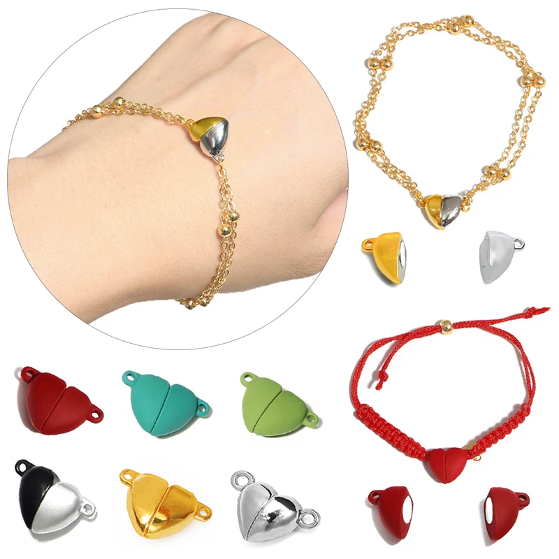 3Sets/lot Love Heart Magnet Buckle Strong Magnetic Clasps Necklace Bracelet Connectors End Caps DIY Jewelry Making | Украшения и