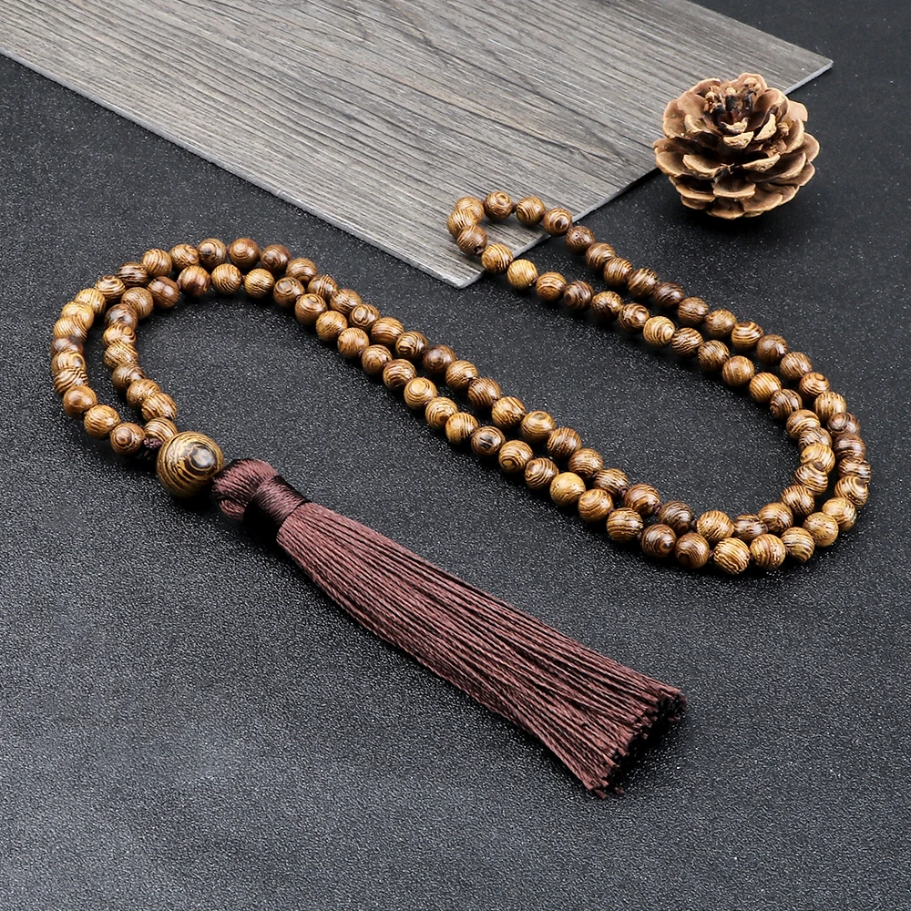 Модные женские богемные этнические ювелирные изделия 6 мм 108 бусины натуральный