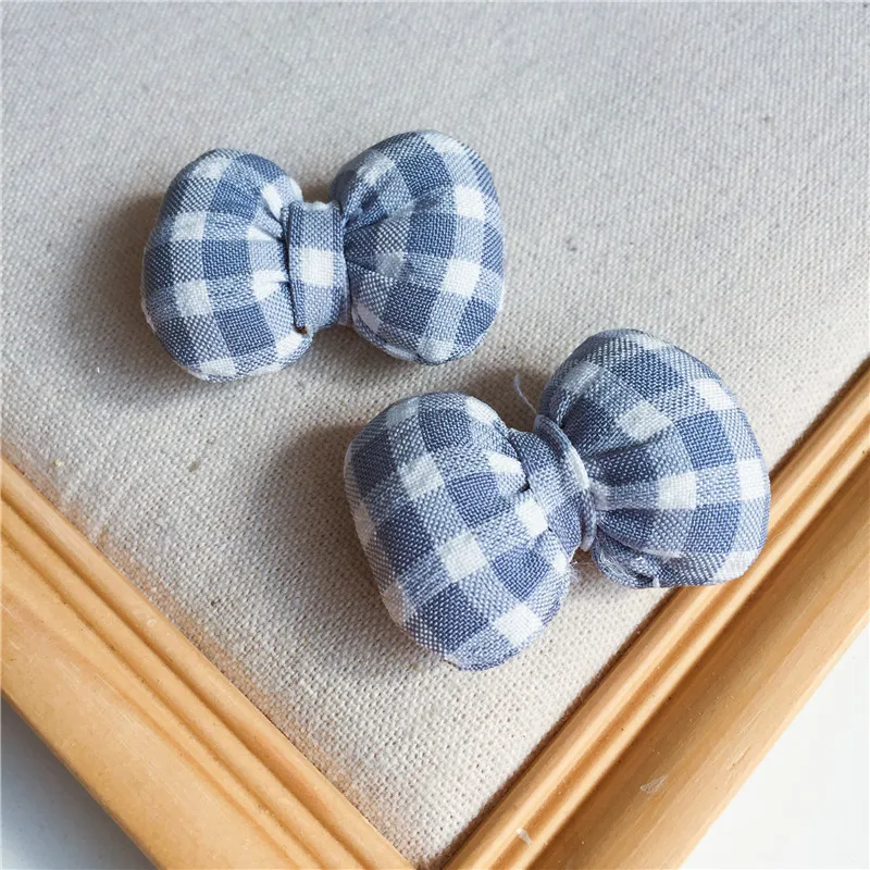 light blue 12 шт./лот, 4,7*3,5 см, сделай сам, ручная работа, клетчатый бант, мягкие нашивки, Аппликации для одежды, швейные принадлежности "сделай сам", украшение для волос - Цвет: light blue