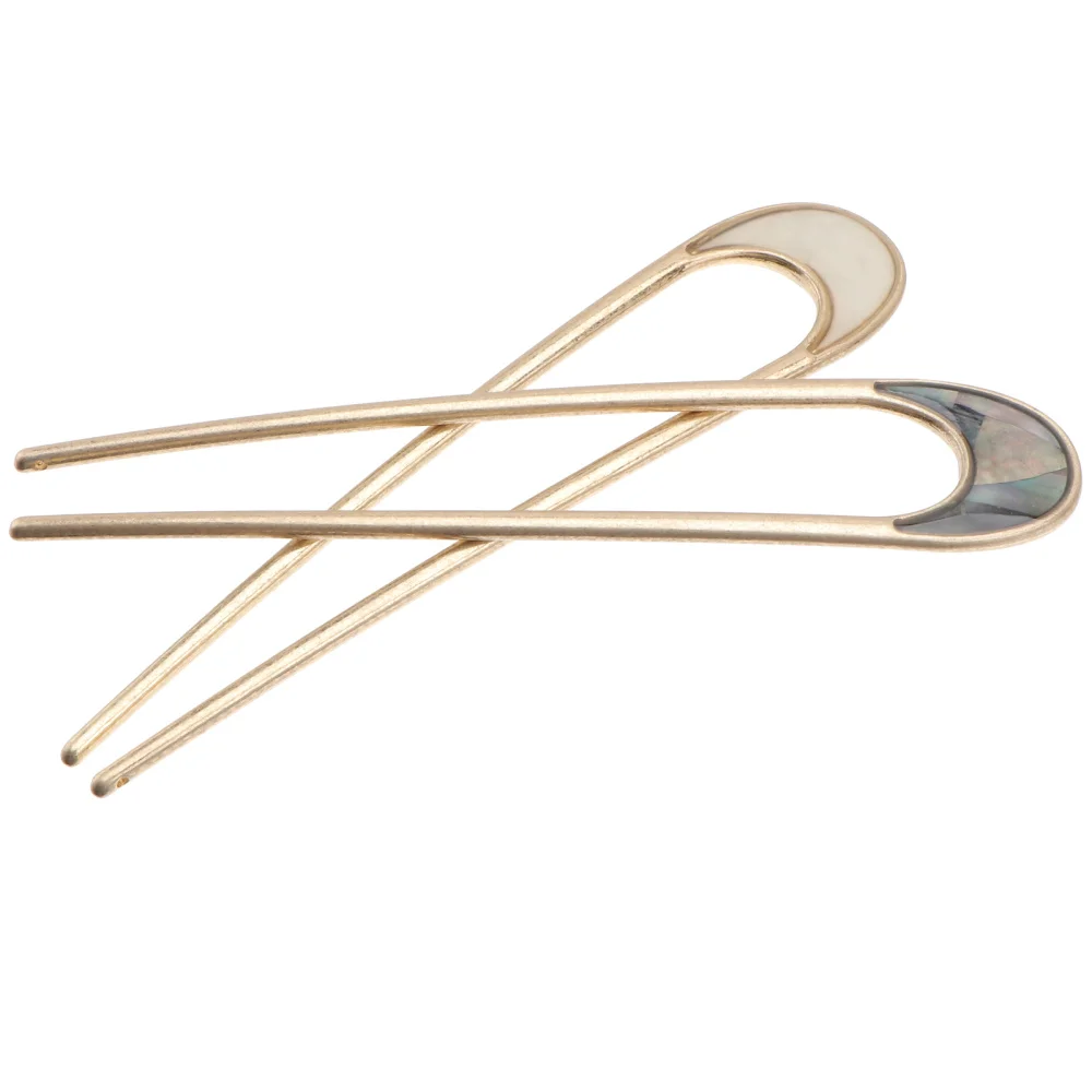 

2pcs Alloy Retro Hair Sticks Crescent U Shaped Hair Accessories Updo Hair Chopsticks for Lady