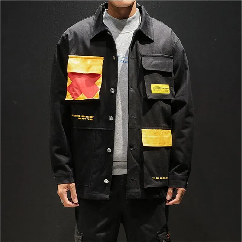 Весенняя и осенняя мужская мешковатая Рабочая куртка с несколькими карманами