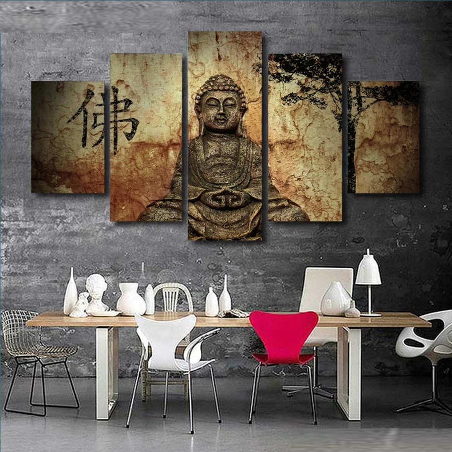 

Набор для алмазной вышивки 5D «сделай сам», картина с религиозным мотивом дзен-Будда, мозаика из квадратных/круглых страз, WW099, 5 шт.