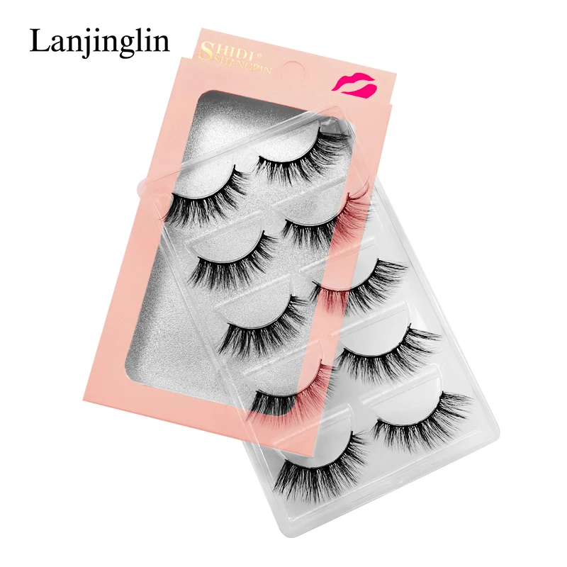LANJINGLIN, 4/5 пар, норковые ресницы, натуральные, длинные, 3d, норковые накладные ресницы для наращивания, пушистые, без грубости, макияж, накладные ресницы