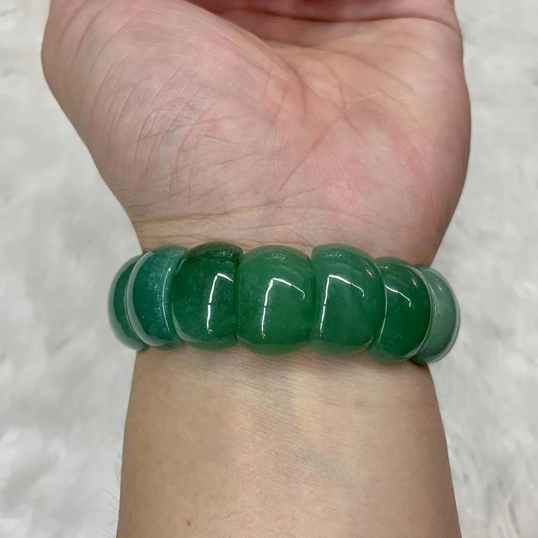 Браслет с зелеными авантюринами нефритовые бусины натуральный жесткий браслет