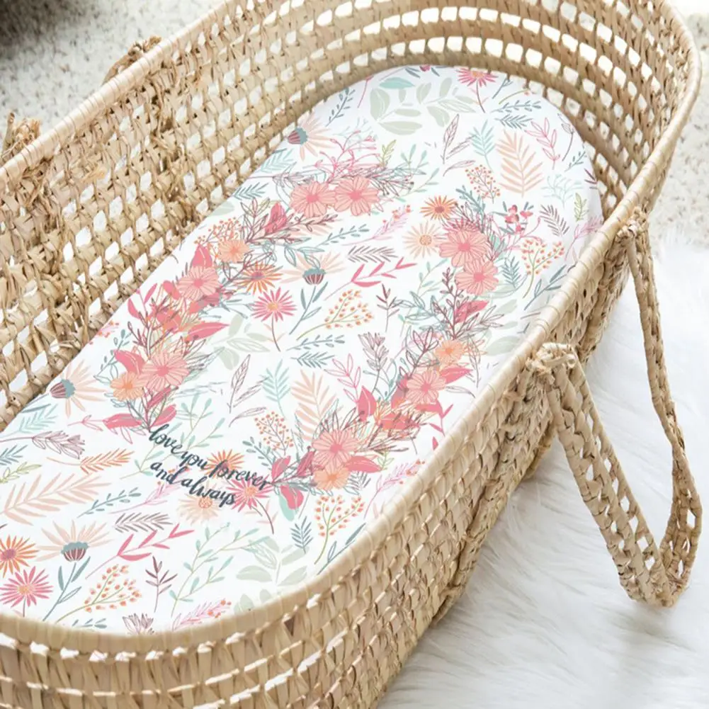 Bassinet Mattress Cover Flower Pattern Removable Spandex Baby Cradle Sheets for Infant Accessories | Мать и ребенок