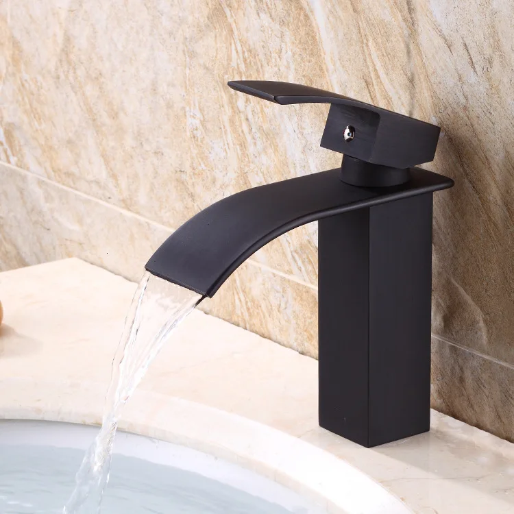 

Black Hot And Cold Basin Water Tap Square Shower Room Wash Basin Faucet Square Water Tank Faucet
