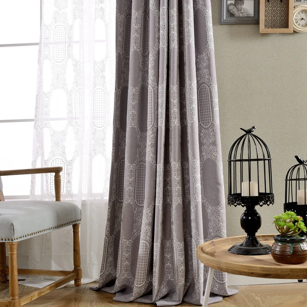 

Curtains for Living Room Pineapple-simple Modern Cotton Thread Embroidered Curtain Fabric Imitation Cotton and Linen Shade