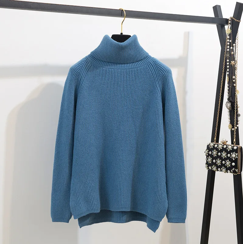 Модные женские юбочные костюмы свитер с высоким воротом Пуловер шерстяные юбки