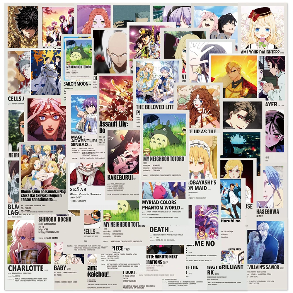 

10/30/50 Pcs Mixed Anime Sticker Hero Academy Jujutsu Kaisen Demon Slayer Waterproof PVC For Skateboard Graffiti Classic Toy