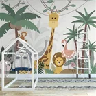 Настенные обои в скандинавском стиле ручной росписи с изображением леса животных для детской комнаты мультяшный фон для детской комнаты Настенные бумаги papel de parede