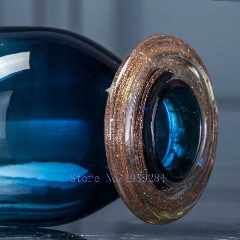 Скандинавская креативная стеклянная ваза голубое золото трещина Цветочная