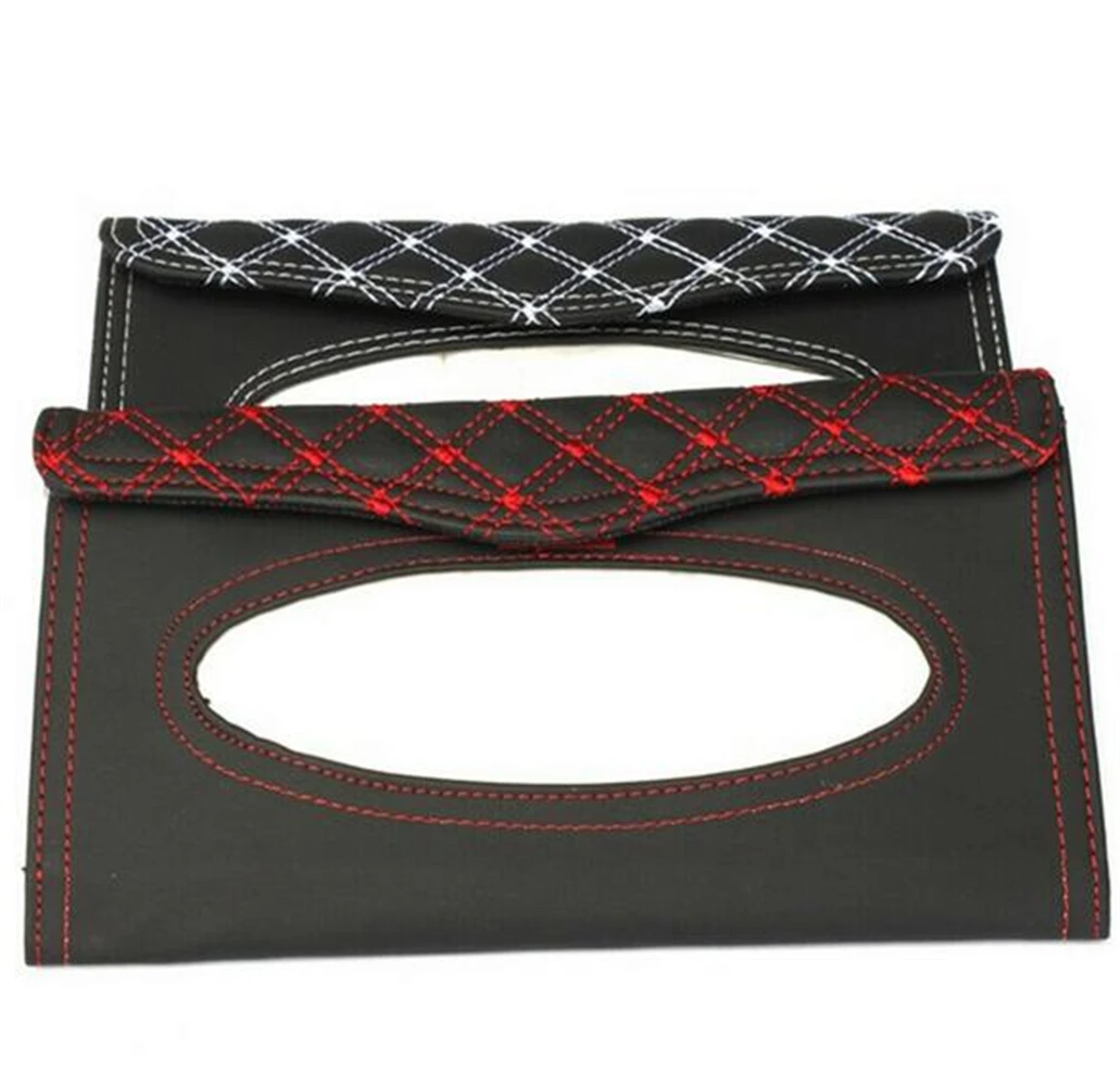 

Universal Car Red Wine Tissue Case Cover Paper Napkin Holder Box Embroidery Pattern For Car Sun Visor