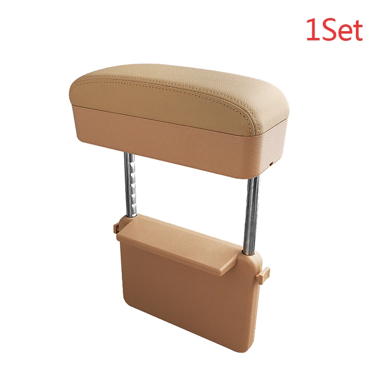 1 set Beige Универсальный автомобильный подлокотник, коробка с поддержкой локтя, регулируемая Автомобильная центральная консоль, подлокотник, автомобильный Стайлинг, органайзер для сиденья, подлокотник - Название цвета: 1 set Beige