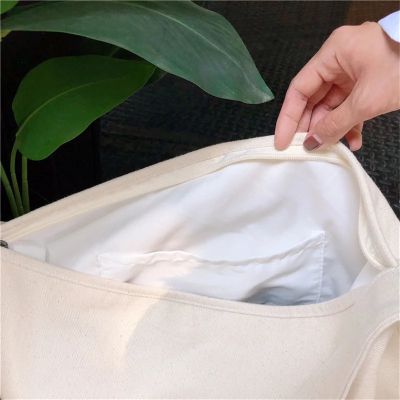 

Large Capacity Women's Canvas Bag 2021 New Casual Solid Color Shoulder Bag Messenger Bag Student Zipper Handbag Dumpling Bag