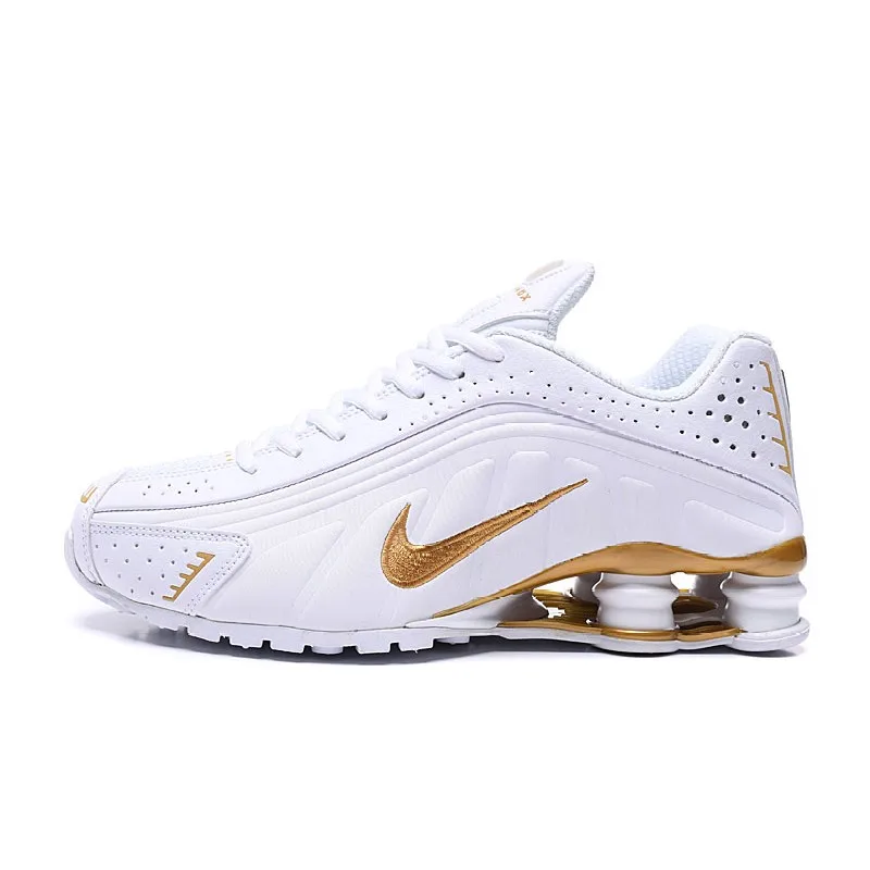 

Original Fashion Running Shoes Shox R4 Blue White Men Shoes Breathable Waterproof Men Air Column Sneakers Comfatable 40-46